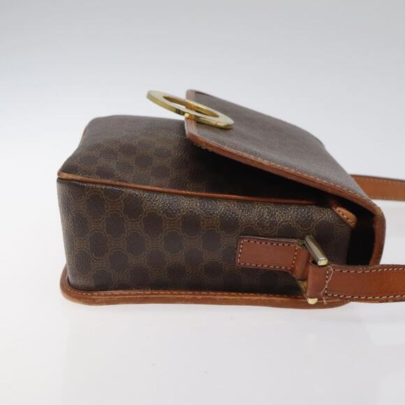 CELINE Macadam Canvas Circle Shoulder Bag Pvc Leather Brown Gold - Picture 4 of 12